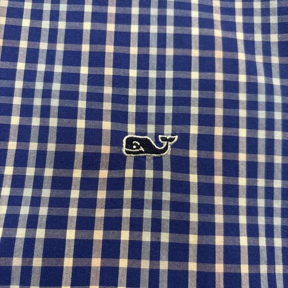 Vineyard Vines Men's Plaid Whale Shirt Button Down Pink Blue Size Large Preppy - Picture 6 of 15